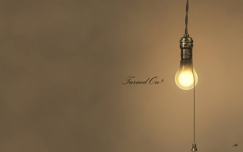 lit bulb with pull chain