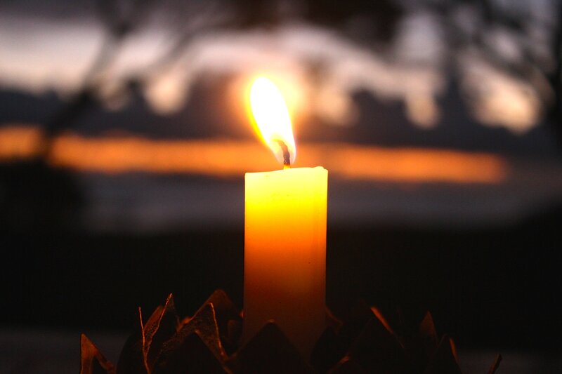 Lit Candle in Dark — Yellow, Calm
