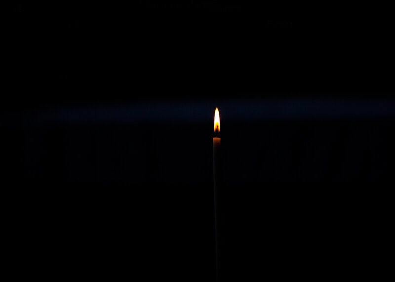 Lit Candle in Darkness — Black, Dramatic, Night, Photograph