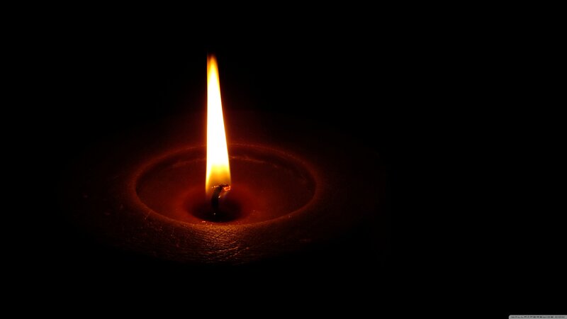 Lit Candle in Darkness — Black, Dramatic