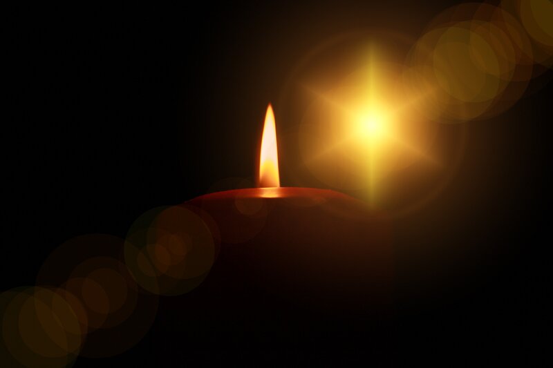 Lit Candle in Darkness — Black, Serene, Night