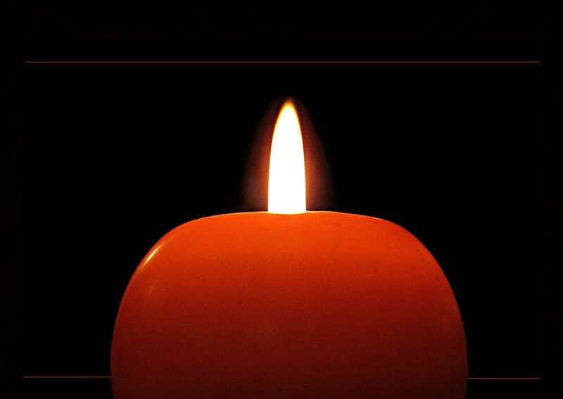 Lit Candle in Darkness — Red