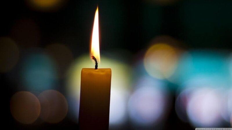 Lit Candle in Darkness — Yellow, Calm