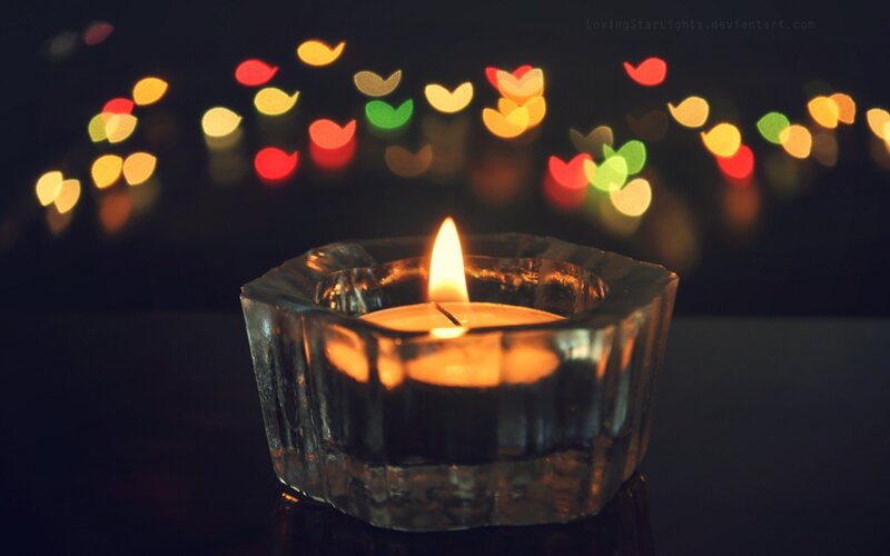 Lit Candle in Glass Holder — Black, Calm