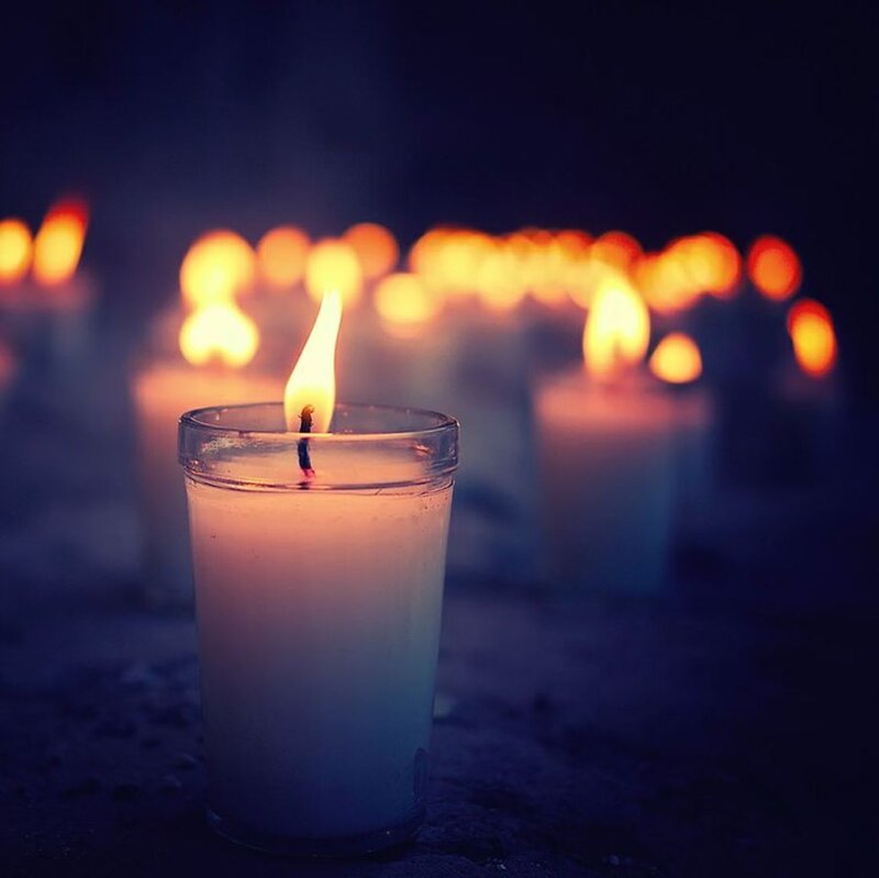 Lit Candle in Glass — White, Calm, Night