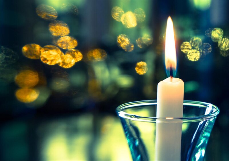 Lit Candle in Glass — White, Calm