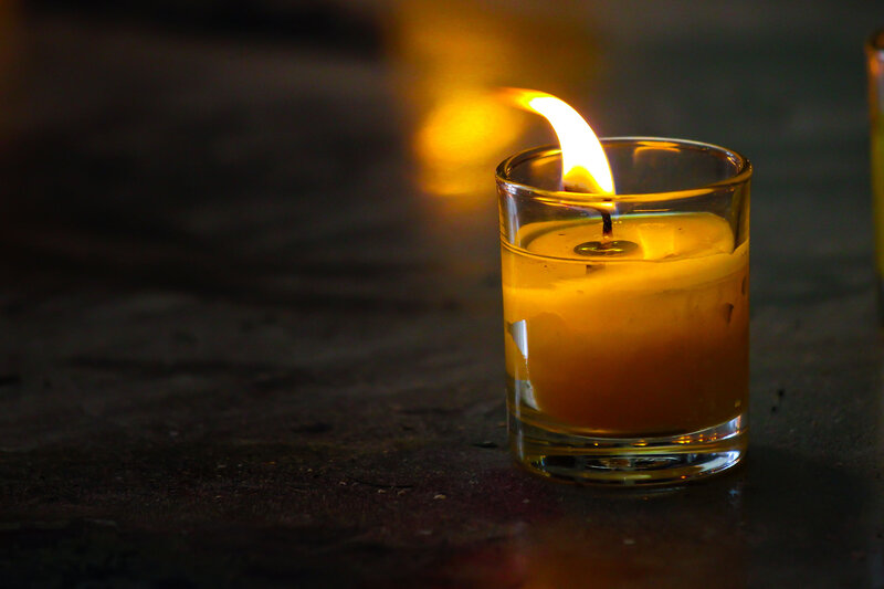 Lit Candle in Glass — Yellow, Calm