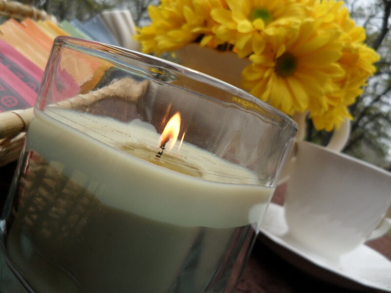 Lit Candle in Glass — Yellow