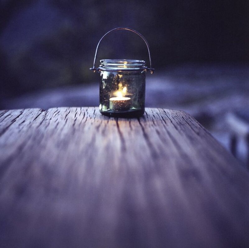 Lit Candle in Jar — Purple