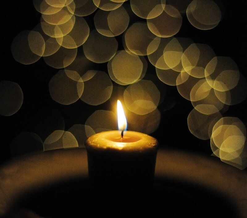 Lit Candle with Bokeh
