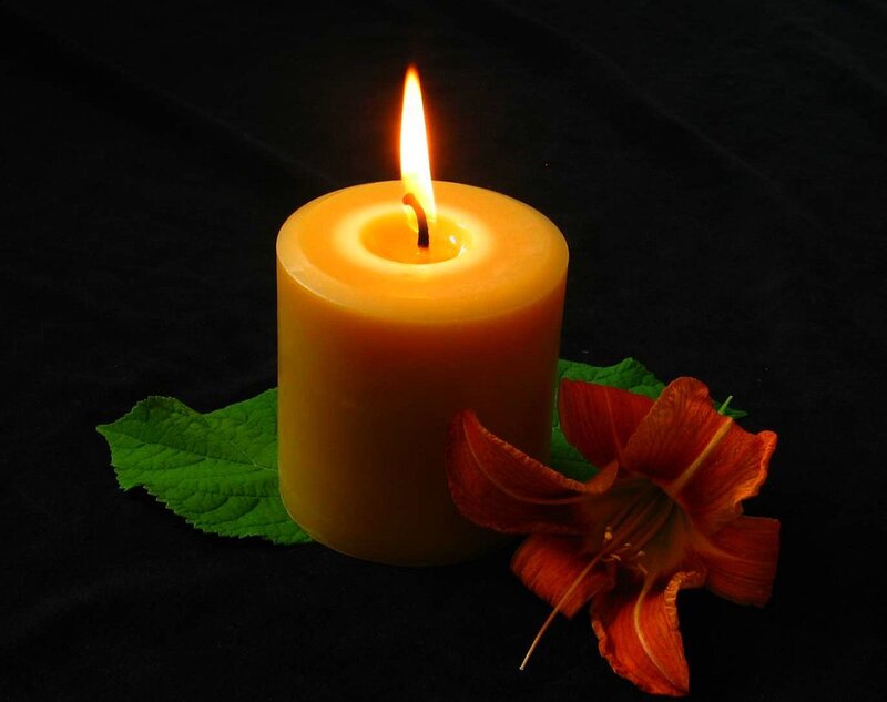 Lit Candle with Flower