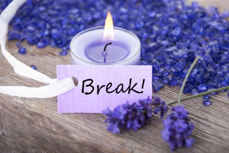 Lit Candle with Lavender — Purple, Calm, Photograph, Lavender Flowers