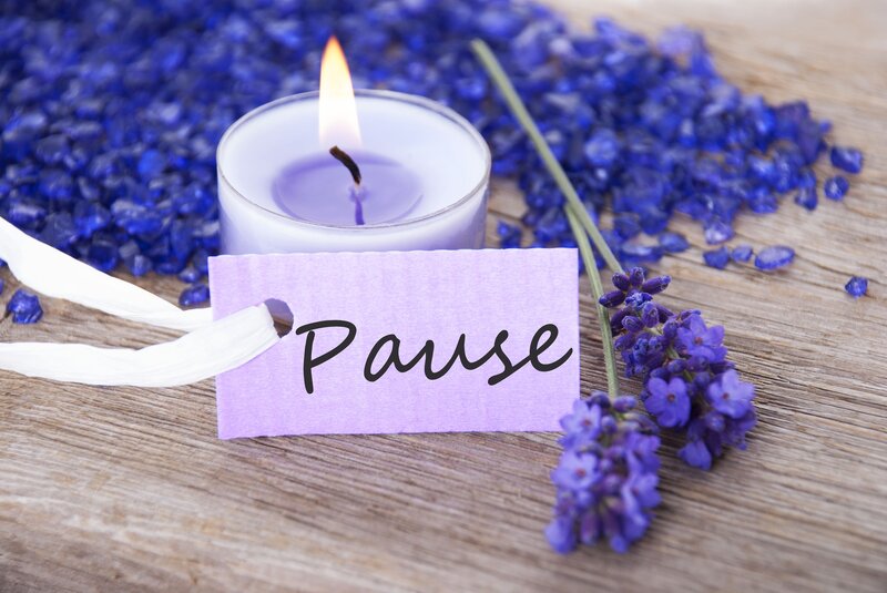 Lit Candle with Lavender — Purple, Calm