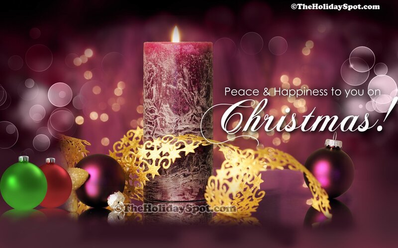 Lit Candle with Ornaments — Purple, Festive, Winter