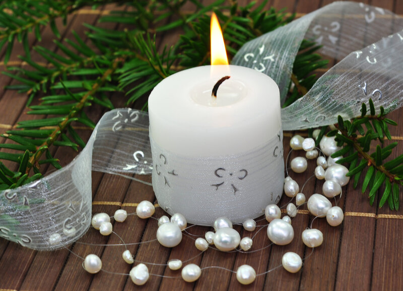 Lit Candle with Pearls