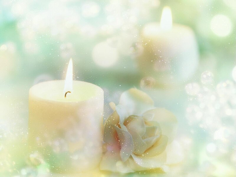 Lit Candle with Rose