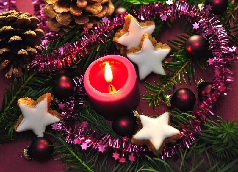 Lit Candle with Star Cookies