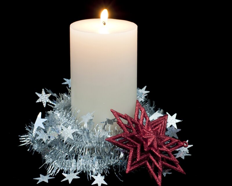 Lit Candle with Stars