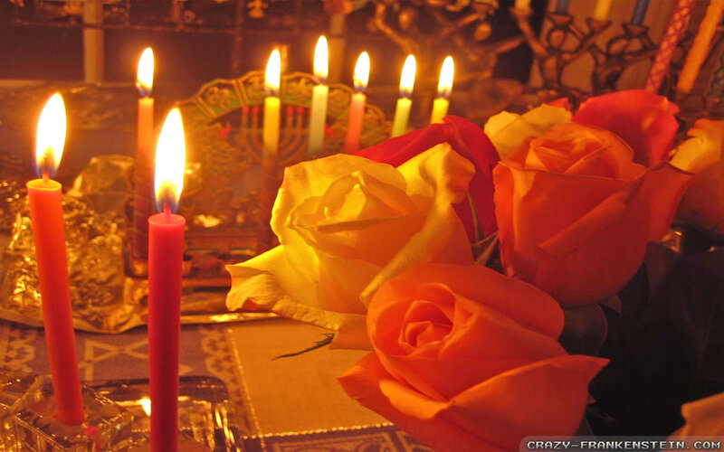 Lit Candles and Roses