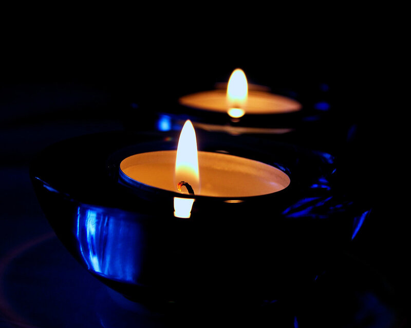 Lit Candles in Bowls — Black