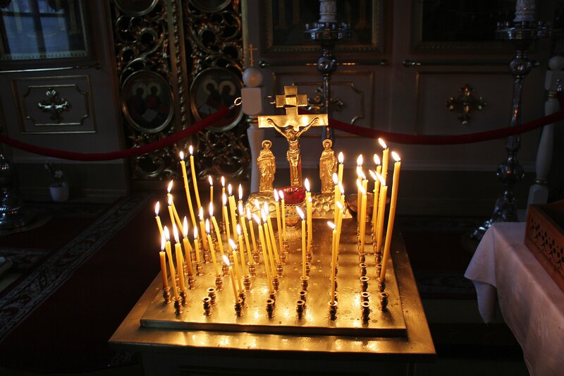 Lit Candles in Church