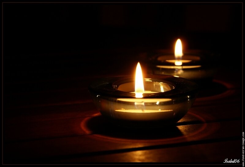 Lit Candles in Glass Holders — Black, Calm