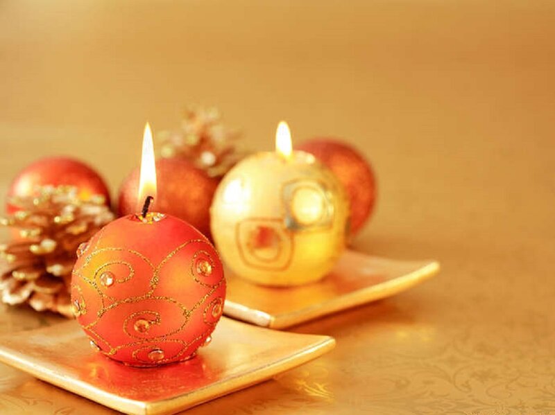 Lit Candles in Ornaments