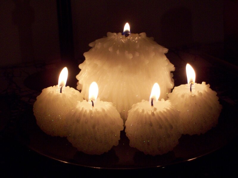 Lit Candles on Plate