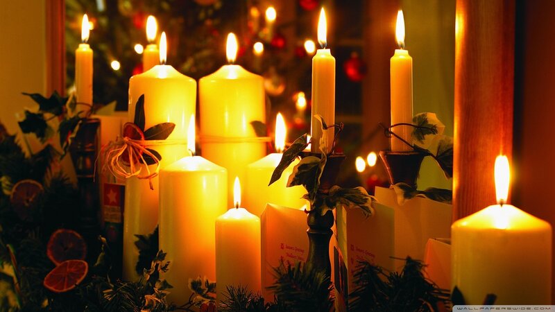 Lit Candles on Table — Yellow
