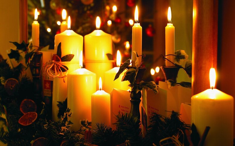 Lit Candles on Table — Yellow, Warm, Night