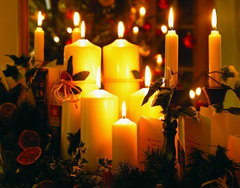 Lit Candles on Table — Yellow, Warm