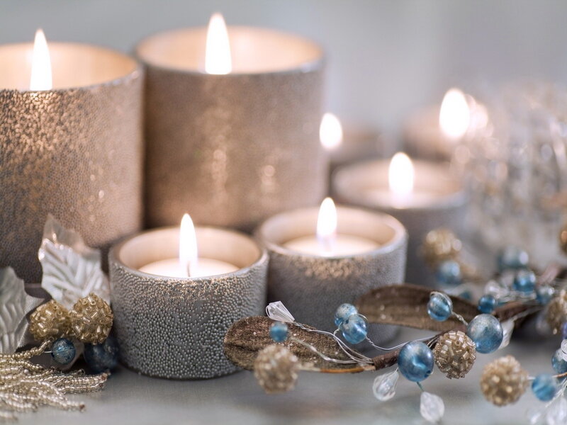 Lit Candles with Decorations