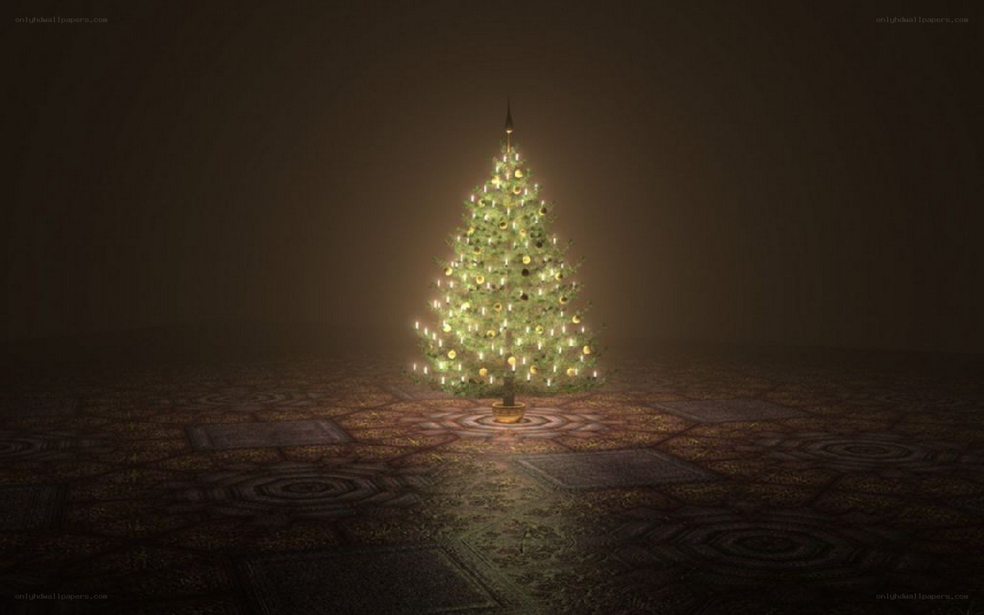 lit christmas tree in dark room