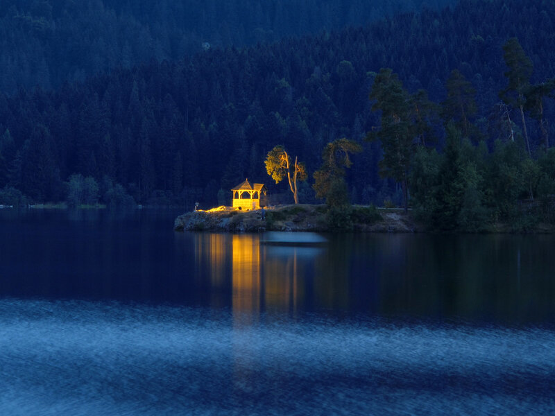Lit Gazebo on Island