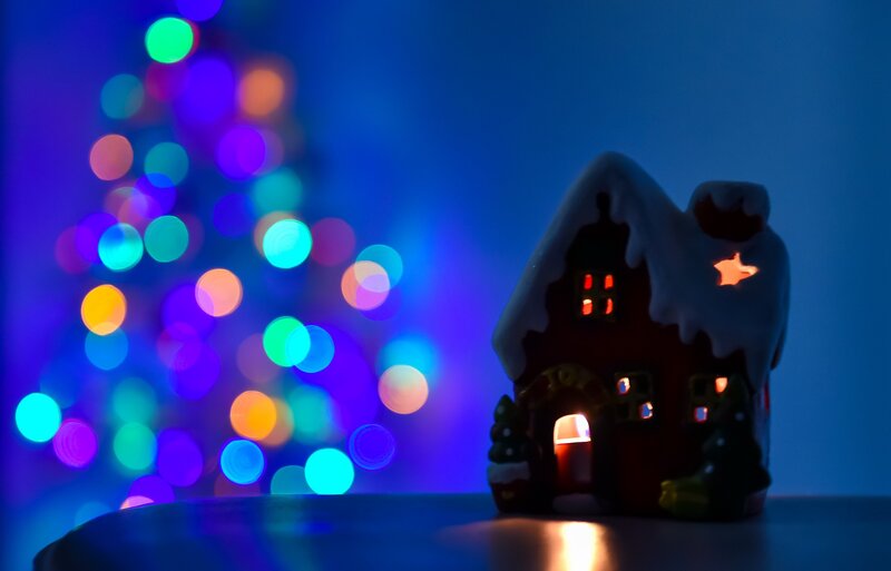 Lit Gingerbread House