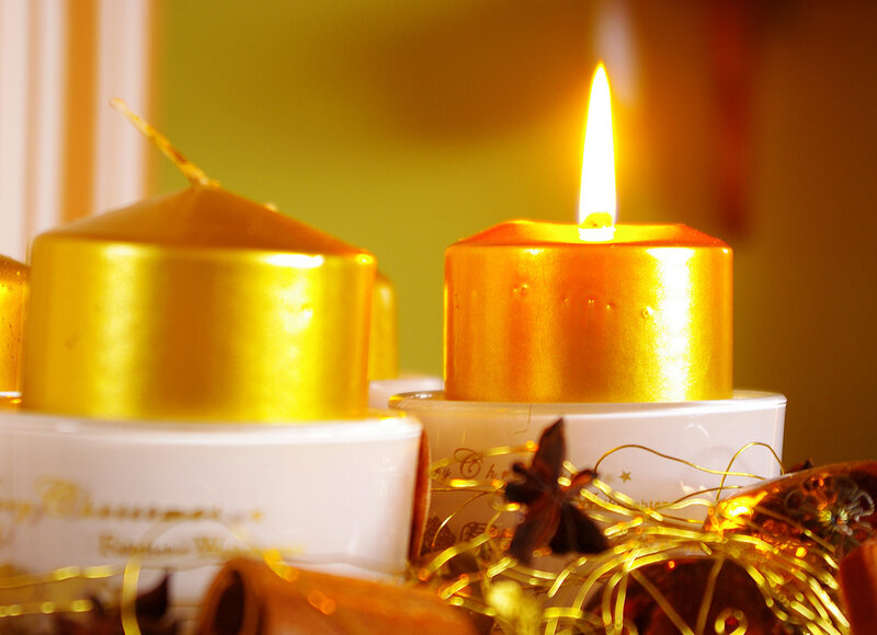 Lit Golden Candles