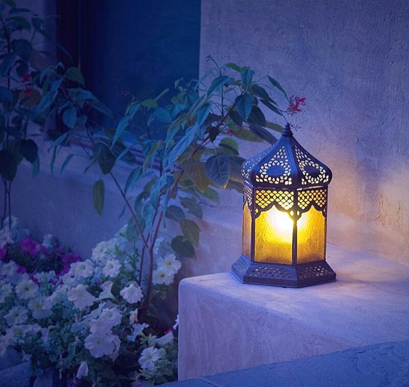 Lit Lantern on Stone