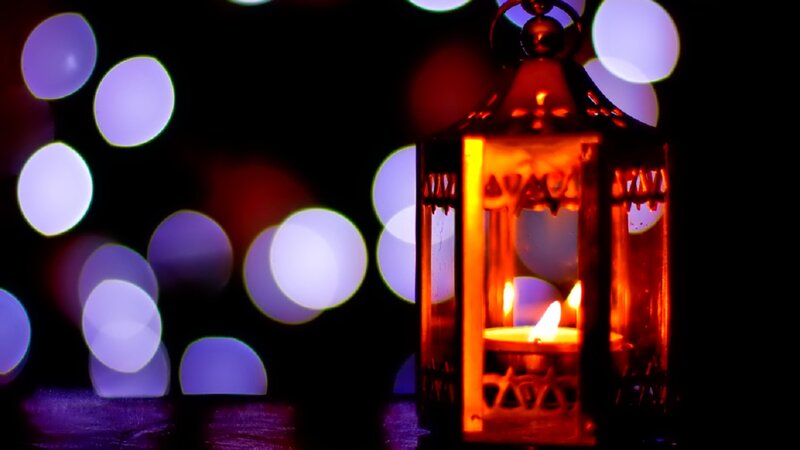 Lit Lantern with Candle
