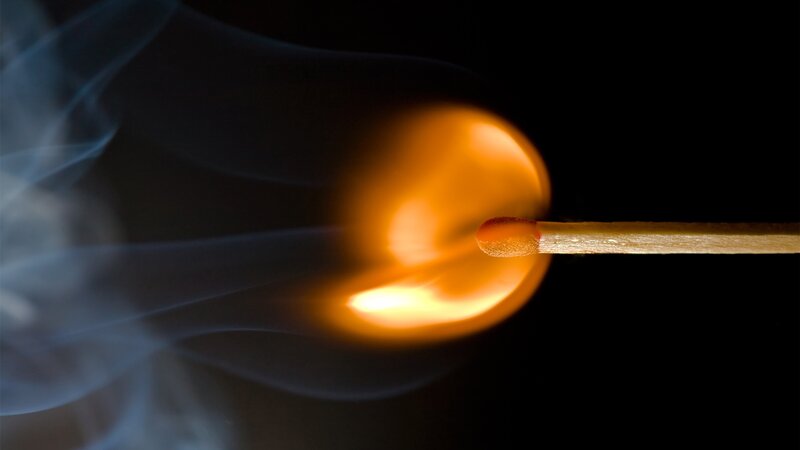 Lit Match with Flame — Orange