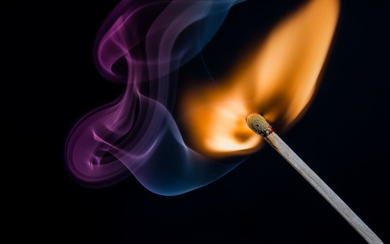 Lit Match with Smoke — Black