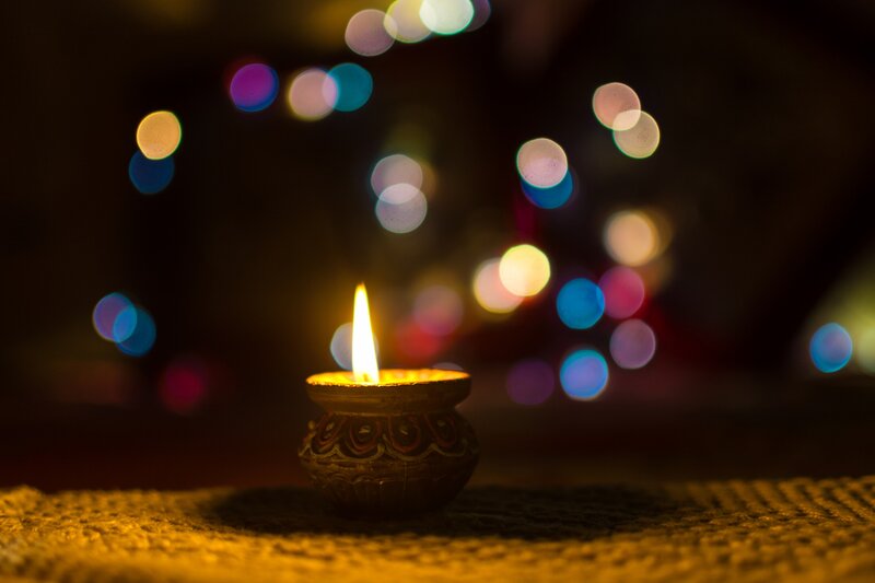 Lit Oil Lamp — Yellow
