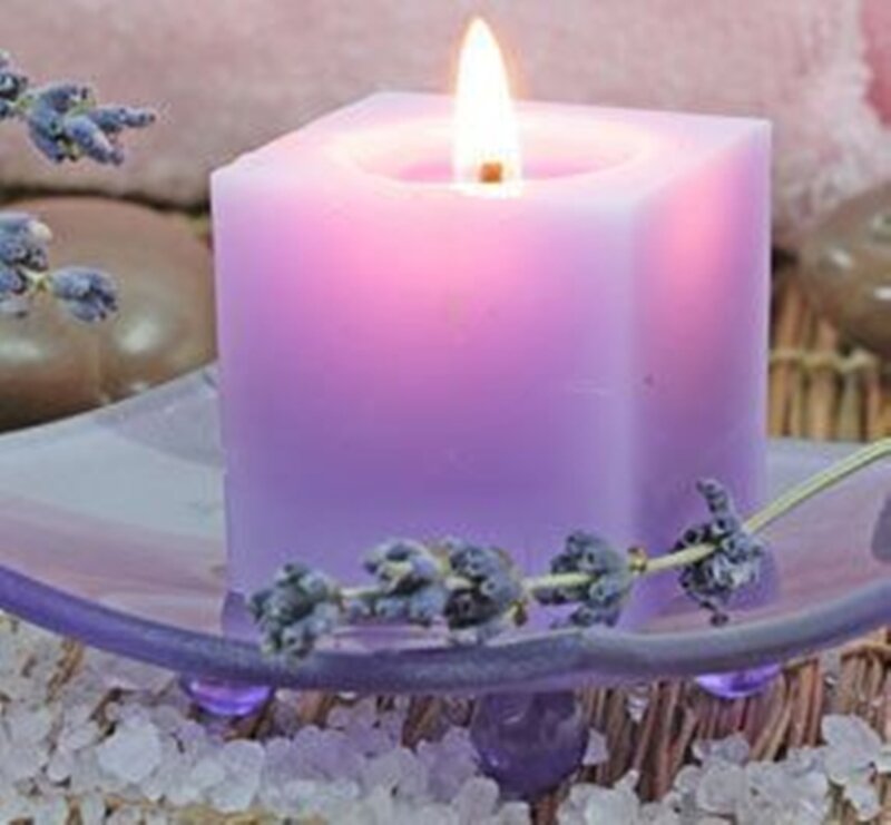 Lit Purple Candle — Calm, Photograph, Lavender