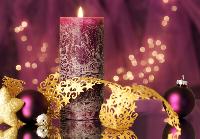 Lit Purple Candle