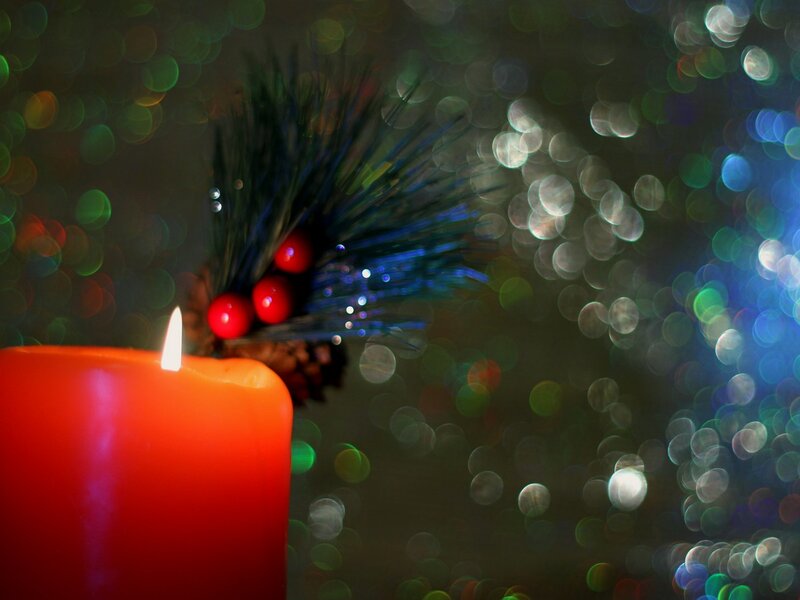 Lit Red Candle — Festive