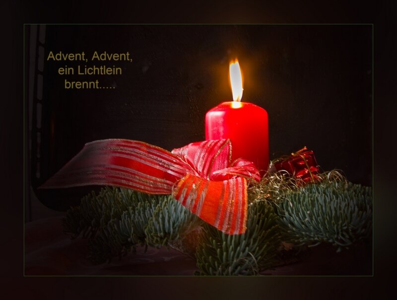 Lit Red Candle on Wreath