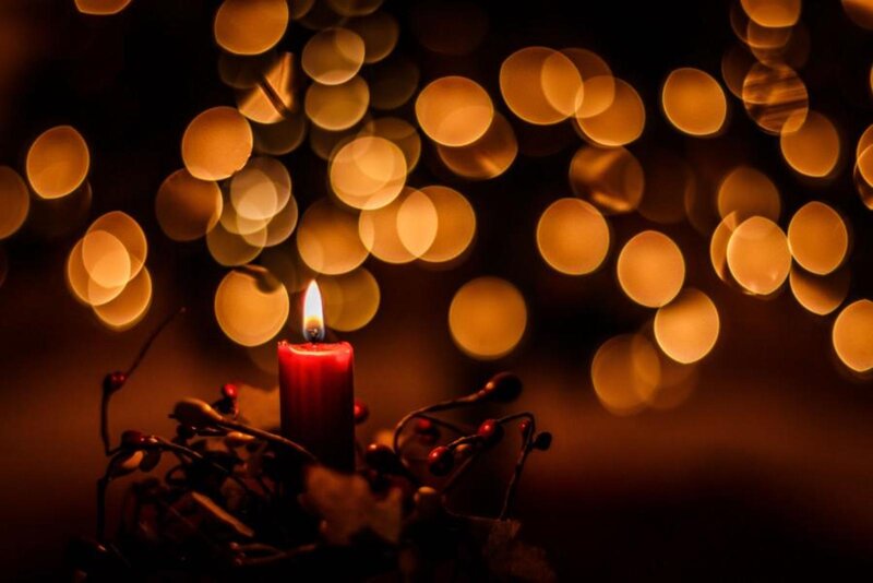 Lit Red Candle — Warm