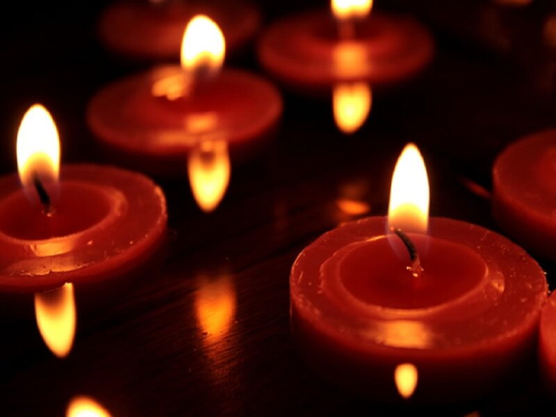 Lit Red Candles — Calm, Night