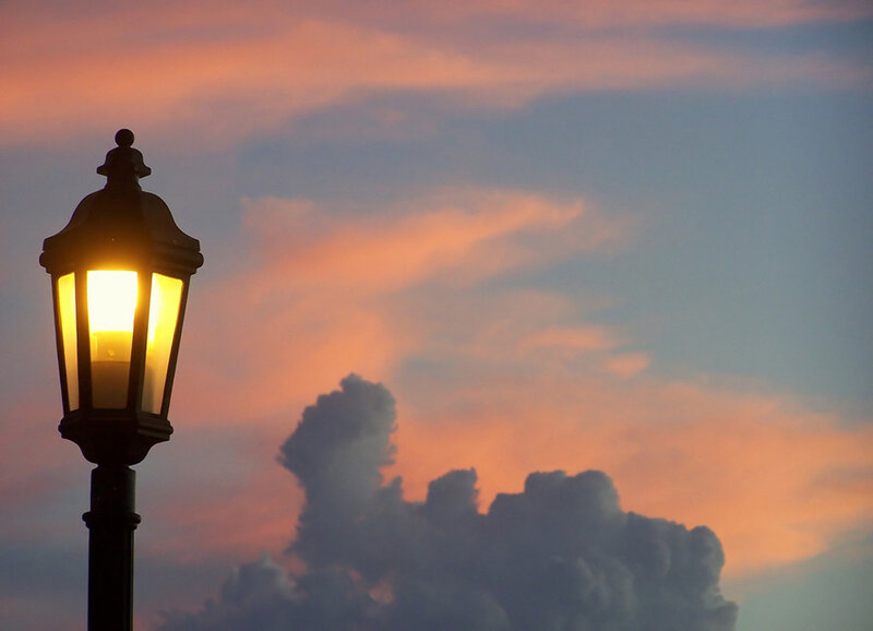 Lit Street Lamp