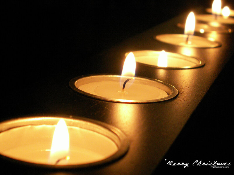Lit Tea Light Candles — Black, Calm, Night