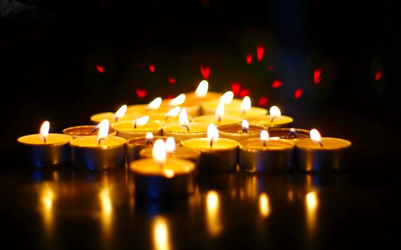 Lit Tea Light Candles — Black, Calm